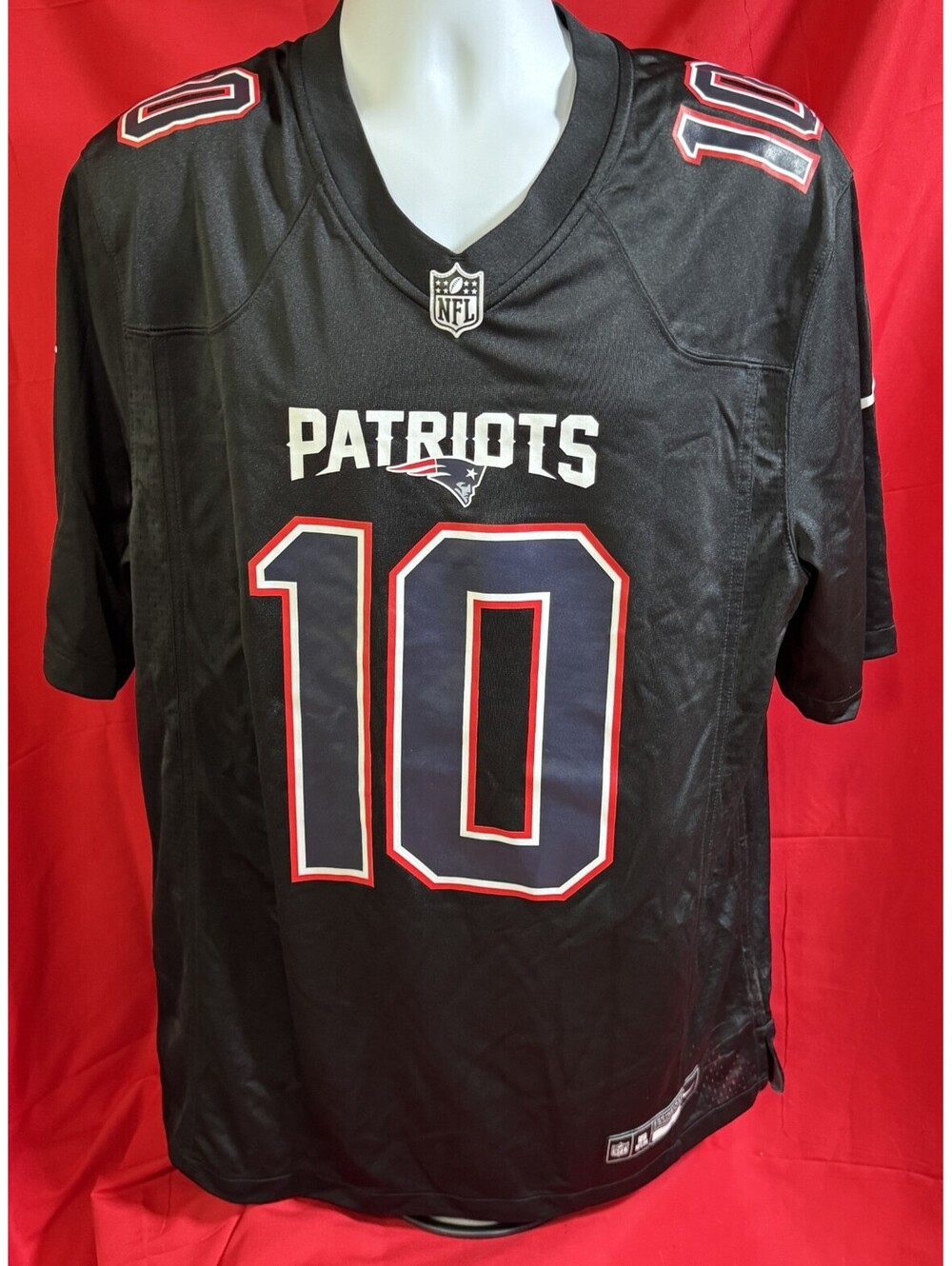 Nike New England Patriots Drake Maye Carbon Black Fashion Jersey Mens L NEW